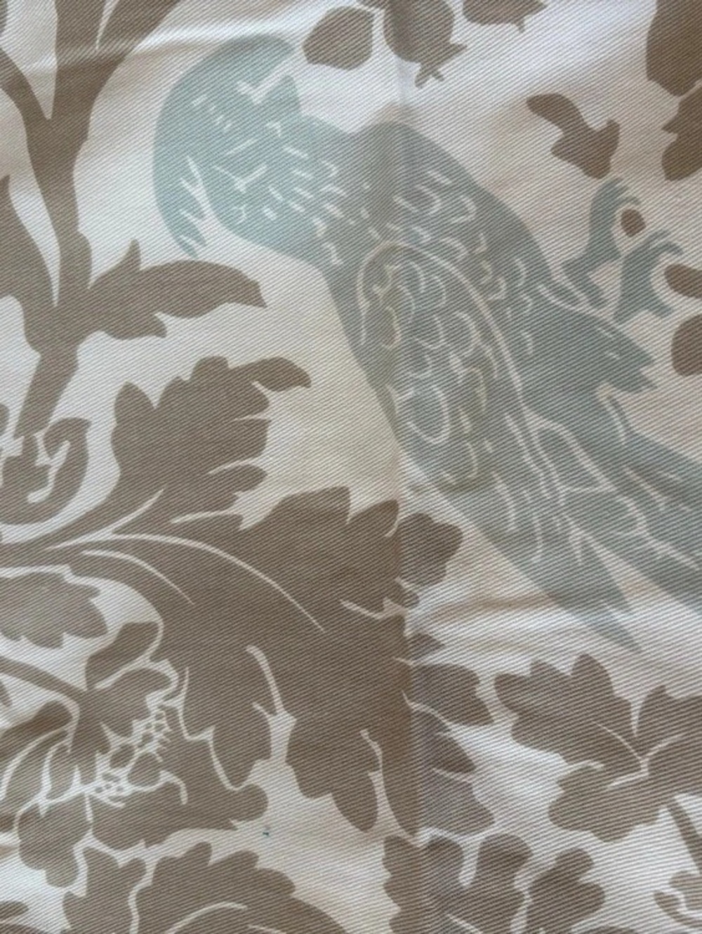 Premier Prints Barber Cotton Fabric Taupe Floral& Blue Bird - 1.5 yard cut